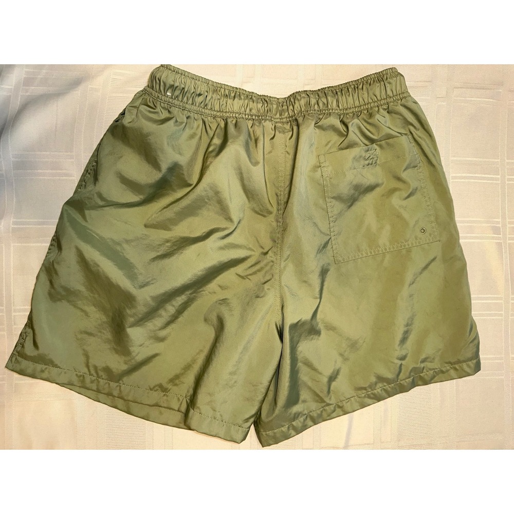Nike Swim Trunks Mens Large Olive Green Mesh Lined 5 Inch Inseam Sporty Shorts - Picture 7 of 9